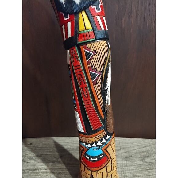 KACHINA WOOD CARVED DOLL 15" Long Hair Hand Carved Signed B. Many goats Native - Picture 10 of 14